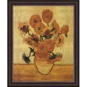   Sunflowers On Gold Framed Wall Art by Vincent Van Gogh