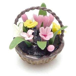 Dollhouse Miniature Tiny Spring Flower Basket  Grocery 