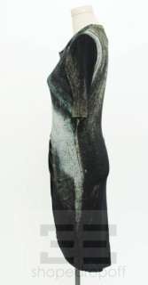 Helmut Lang Black & Green Draped Half Sleeve Print Dress Size Small 