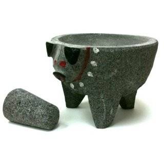 Molcajete Pig Head Mortar   Stone Bowl and Pestle