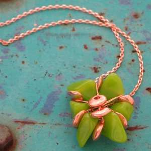  Copper and Resin Rhapsody Cluster Necklace  Lime Lana 