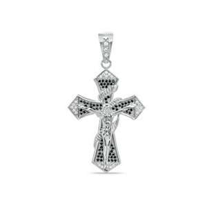   Cubic Zirconia Crucifix Charm in Sterling Silver PRE OWNED Jewelry