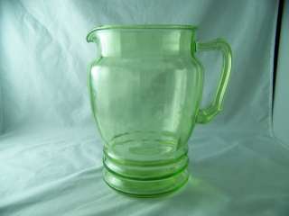 DEPRESSION GLASS GREEN PITCHER IN THE GRAPE PATTERN STANDARD GLASS CO 