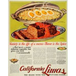  1928 Ad California Lima Bean Grower Association Recipe 