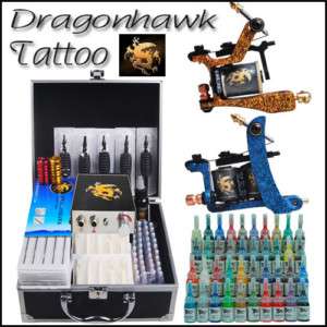 Top Tattoo Kit 2 Machines Power Needles 40 Colors D125  