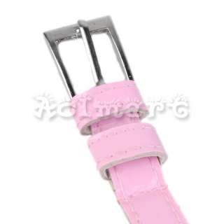 Ladies Pink PU Leather Dress Jeans Tunic Skinny Waist Belt  