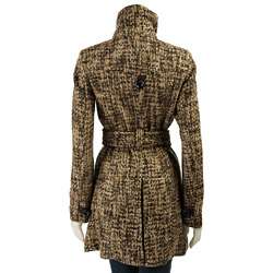 Miss Sixty Womens Leather Trim Tweed Coat  