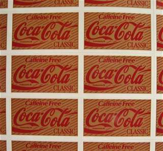 44 Coca Cola Classic Stickers Coca Cola USA Adv Sheet  