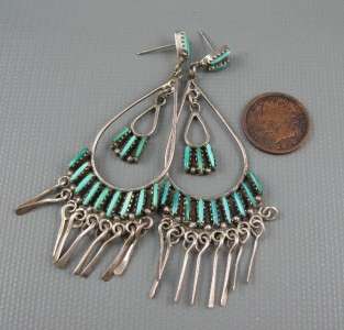 Old Zuni Long Sterling Needle Point Sleeping Beauty Turquoise 3+ Inch 