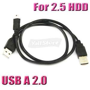 USB 2.0 Mini 5 Pin to A Male Data Power PC HDD Y Cable  