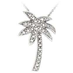 Sterling Silver Diamond Accent Palm Tree Necklace  