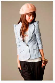 Ladies Womens Puff Sleeve One Button Lapel Casual Suits Blazer Jacket 