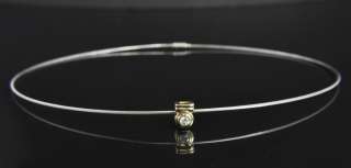 Vtg Two Tone 14K Gold Diamond Solitaire Slide Necklace  