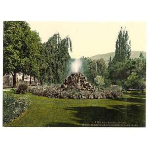  Photochrom Reprint of A Fountain in the Allee de 