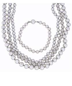 Faux Pearl 4 piece Necklace and Bracelet Set  