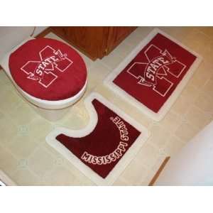  Belle View 10026 Mississippi State Bulldogs 3pc Bath Rugs 