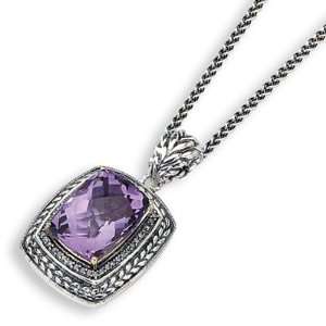  10.81 CT Amethyst & Diamond Necklace 20in/Sterling Silver 