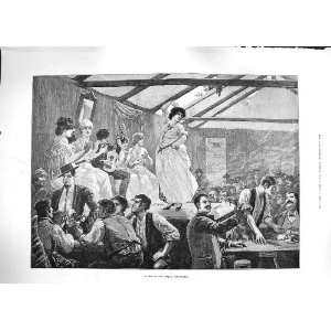  1889 FETE SAN ROQUE GIBRALTAR DANCING MUSIC OLD PRINT 