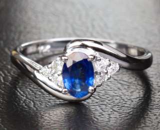   SAPPHIRE Real 10K WHITE GOLD ENGAGEMENT WEDDING RING SIZE 6  