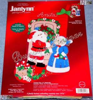 Janlynn DECORATING THE CLAUS Stocking Santa & Mrs Claus Felt 