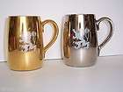 Coors Pottery Lion Mugs Set of2 RARE Metallic Gold, Silver Lot 