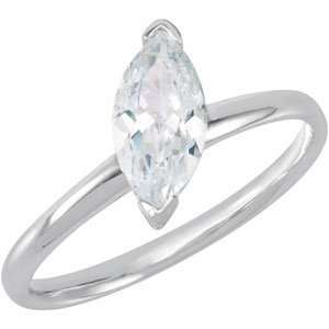 Sterling Silver SIZE 07.00 Stackable Fashion Marquise Clear Cz Bezel 