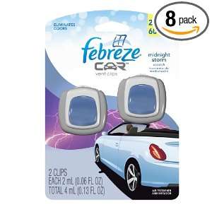Febreze Car Vent Clip Air Freshener, Midnight Storm, 0.13 Ounce (Pack 