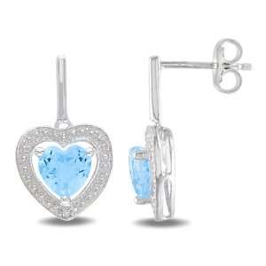 Sterling Silver 2 CT TGW Sky Blue Topaz 0.01 CT TDW Diamond Heart 