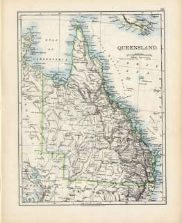 Rare 1902 Johnston Map of QUEENSLAND & SOUTH AUSTRALIA  