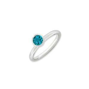  Blue Crystal Sterling Silver Stackable Ring, Size 10 