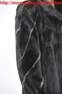 NEW $4000 female pelt MAHOGANY BLACK & BLUE SILVER IRIS MINK FUR COAT 