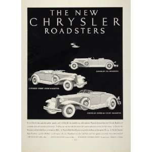 1931 Ad Chrysler Imperial Six Eight Sport Roadster Car   Original 