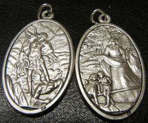 St. Michael & Guardian Angel LARGE medal NEW free ship  