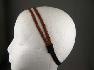   Kids Girls braided faux leather stretch headband double braid  