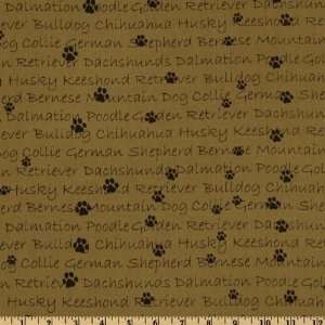  44 Wide Cats And Dogs Words Tan Fabric By The Yard Arts 