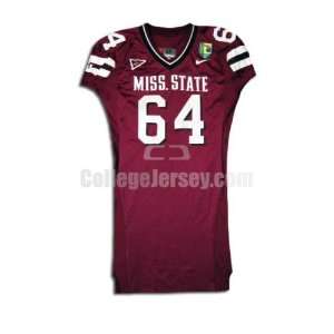  Maroon No. 64 Game Used Mississippi State Nike Football 