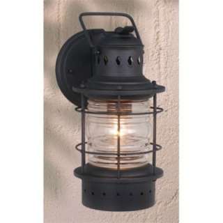 NEW 1 Light Sm Nautical Outdoor Wall Lamp Lighting Fixture, Black 