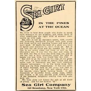 1911 Ad Sea Girt Resort Houses Plots Asbury Park Beach   Original 