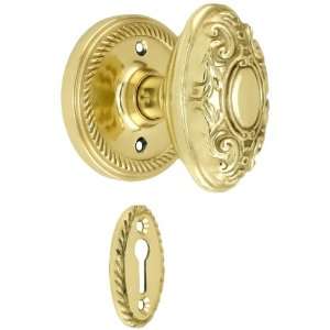 Rope Rosette Mortise Lock Set With Decorative Oval Knobs in Polished 