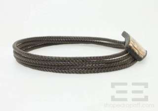 Barrera Black Leather Braided Leather Rope Abstract Wood Buckle Belt 
