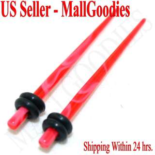 1025 Red Marble Stretchers Ear Tapers 12G 12 Gauge 2mm  