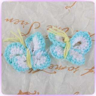 20 Handmade Flower butterfly Crochet Applique Sewing Trim Craft DIY 