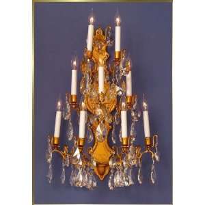 Wrought Iron Wall Sconce, MG 9190, 9 lights, French Gold, 19 wide X 