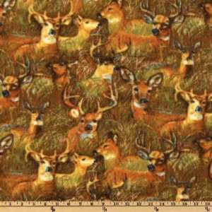   Fleece Deer Green/Brown Fabric By The Yard Arts, Crafts & Sewing