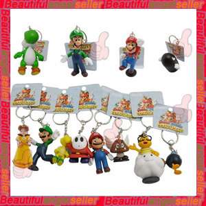 New 12PCS Set Super Mario Figures Bros Series Key Chain  