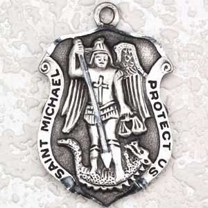 Antique Silver St Michael Charm Pendant Religious Catholic 