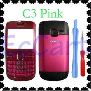 Full Housing Nokia C3 C3 00 Fascia Case Cover Hot Pink  