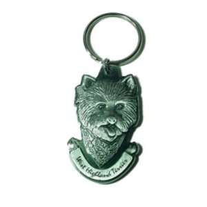  Pewter West Highland Terrier Westie Key Chain Ring Made in 