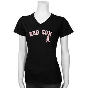  Boston Red Sox Black/Pink Breast Cancer Research Logo T 