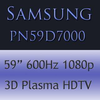 Samsung PN59D7000 59 600Hz 3D Plasma HDTV with SmartTV 036725235458 